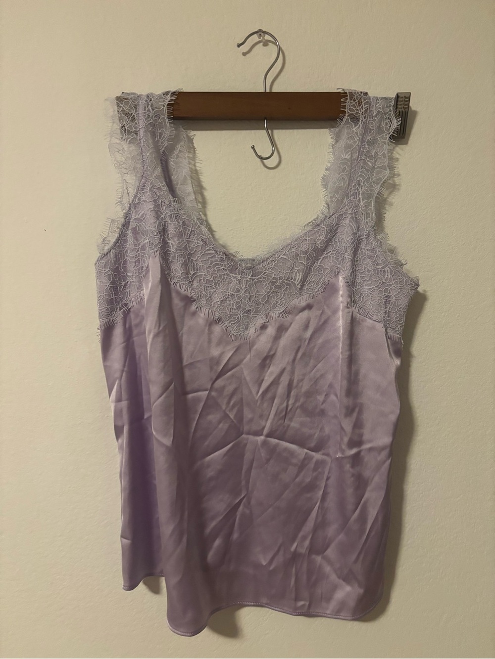 INC International Concepts Lavender Satin Lace-Trim Camisole
